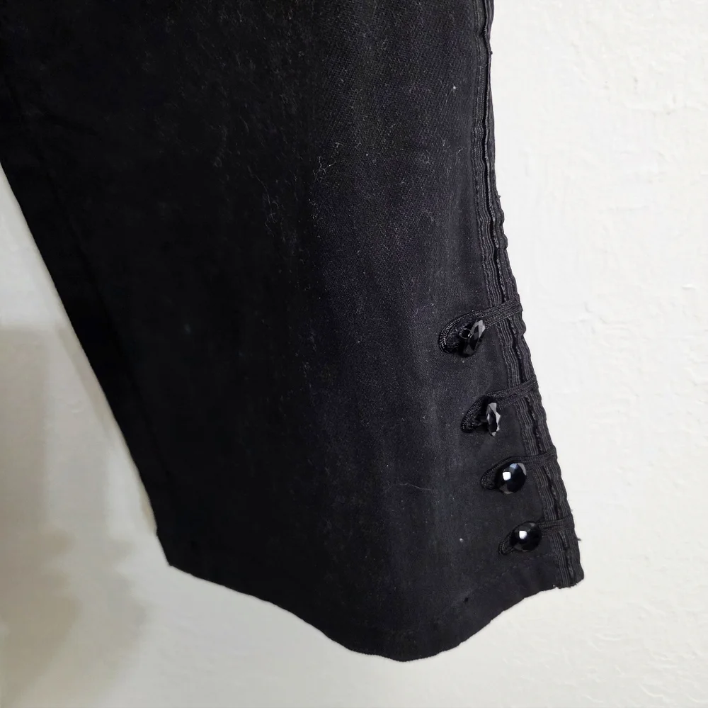 Lauren Ralph Lauren Black Jeans with 4-Buttons on Bottom Sides of Legs, Size 12 - Picture 2 of 7